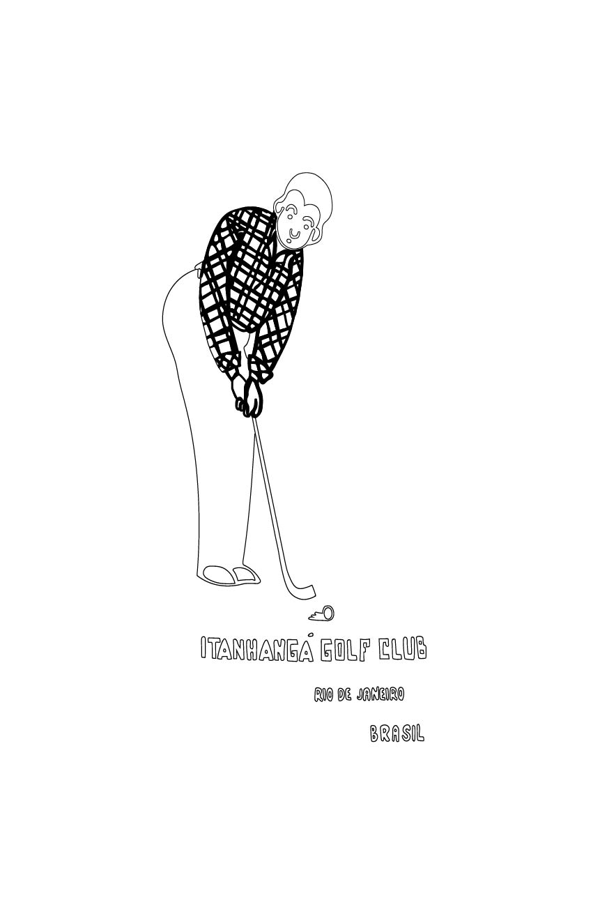 Ilustración de un señor con un palo de golf en la mano.